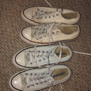 Light blue and white converse